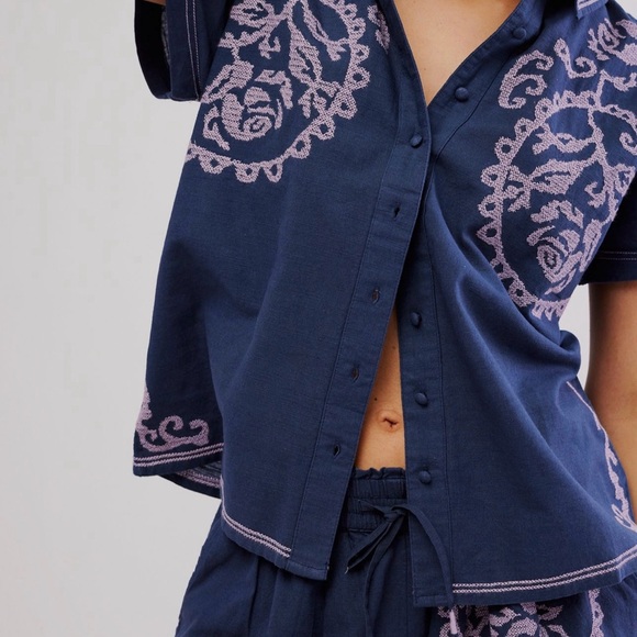Free People blue and purple Embroidered two piece set - Picture 4 of 4